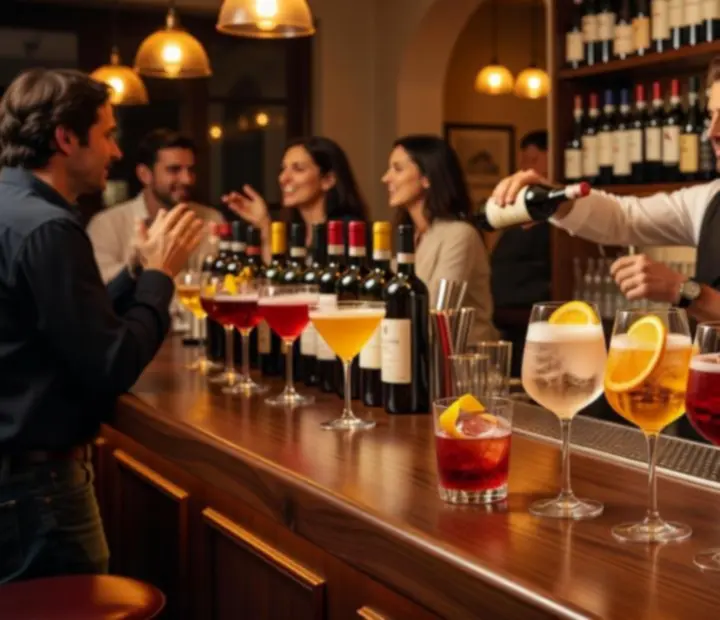 Italian cocktails and wine glasses at the All Dine Grill bar