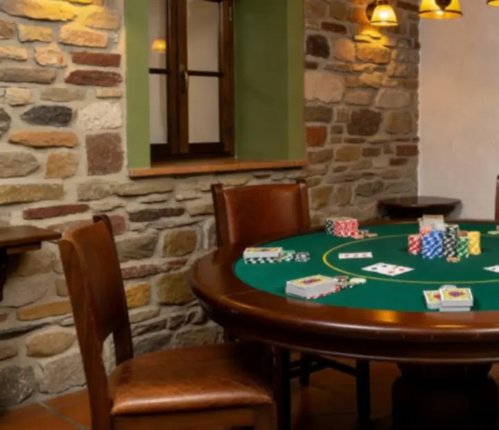 Warm Italian trattoria table set for a friendly offline poker night