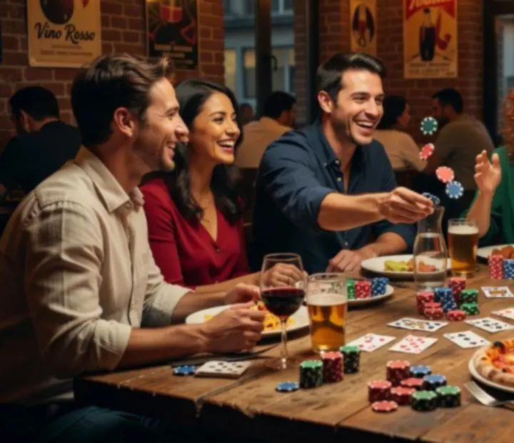 Guests enjoying a friendly offline poker night at All Dine Grill