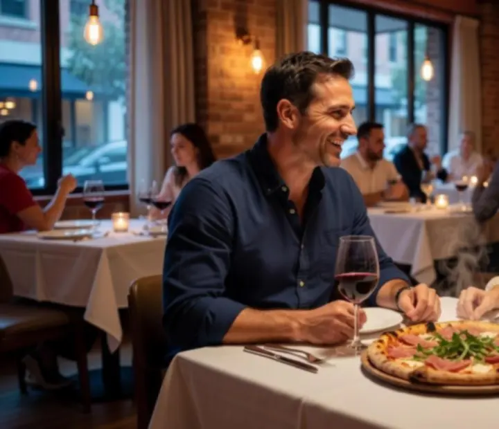Guests enjoying an evening meal at All Dine Grill
